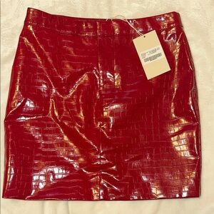 Meshki Croc-Faux Leather mini Skirt